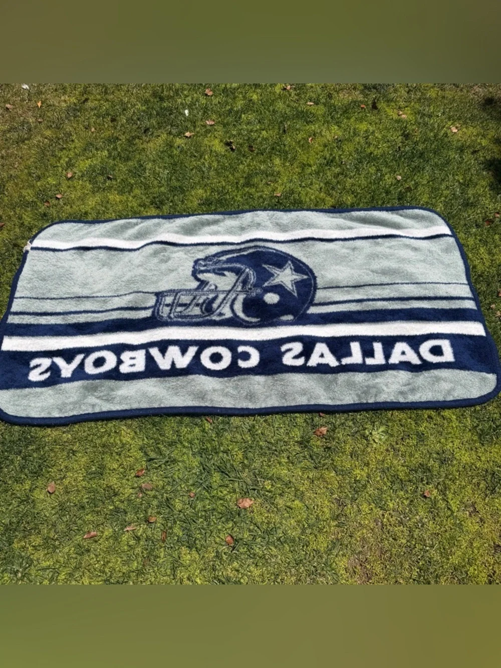 VTG San Marcos Dallas Cowboys Plush Lap Stadium Blanket Blue Silver 32x64 GUC